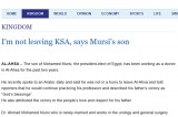 Major news in Saudi Arabia on June 27: I’m not leaving KSA, says Mursi’s son