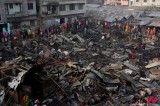 Fire Destroys About 100 Shanties In Dhaka, Banladesh
