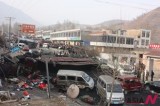 14 Cars Seen Piled Up In An Accident That Killed Eight People In Minhe County, China