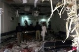An office at a local court damaged by a suicide attack in Peshawar, Pakistan