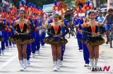 A filipino parade band marches during traditional Carabao Festival