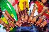 Decorated Hands of Pakistani Brides