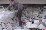 Syrians Search Survivors From Rubble Of A Building Destroyed By Gov’t Airstrike