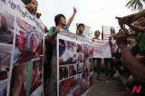 People Protest Against Violent Police Crackdown On Monks At Copper Mine In Myanmar
