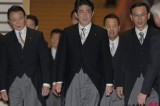 Shinzo Abe And His New Cabinet Members Attend A Ceremony In Imperial Palace
