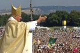 Pope Benedict who’ll step down soon, waves to people of Regensburg in 2006