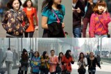 Young women begin wearing spring clothing as it gets warm in Nanjing, China
