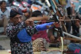 Javanese compete in archery match during the event to celebrate birthday of monarch of Yogyakarta Sultanate