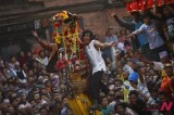 Nepalese Hindu devotees celebrate the Bisket Jatra festival