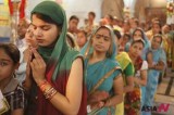 Indian devotees gather at Hindu Temple for Navratri festival