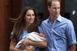 UK’s Prince William and Kate pose with their new-born baby boy at hospital