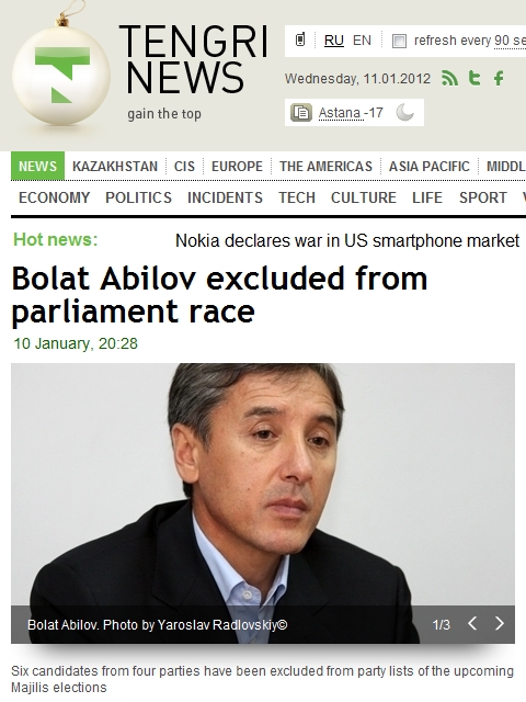 Bolat Abilov excluded from parliament race