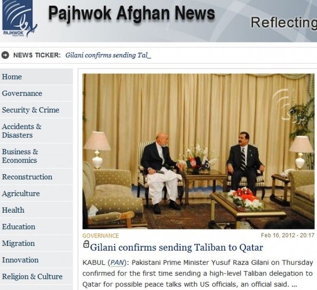 Gilani confirms sending Taliban to Qatar