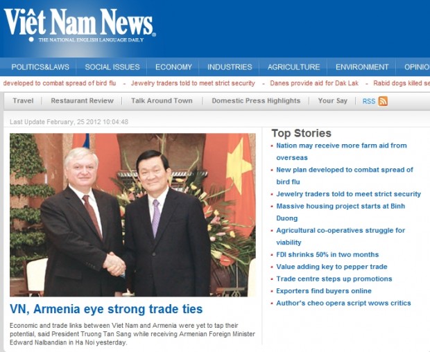 VN, Armenia eye strong trade ties