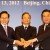 President Lee Myung-bak, left, China's Premier Wen Jiabao, center, and Japan's Prime Minister Yoshihiko Noda hold hands as they pose for photographs ahead of the fifth trilateral summit in Beijing, Sunday.