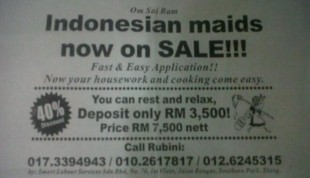 Flyer "Indonesian Maid on Sale!" (Photo: Migrant Care / www.vivanews.com)