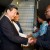 Chinese President Xi Jinping (front, L) and his wife Peng Liyuan (back, L) are welcomed by South African Minister of International Relations and Cooperation Maite Nkoana-Mashabane (back, R) and Minister of Public Enterprises Malusi Gigaba (front, R) at the Tambo International Airport of Johannesburg, South Africa, March 25, 2013. Xi arrived in South Africa Monday for a state visit to promote bilateral ties and for a summit of the BRICS countries. (Photo : Xinhua/NEWSis/Huang Jingwen)