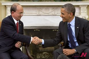 President Obama vows US support as Myanmar’s President Sein visits