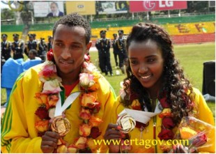 Mohammed Aman(800m gold medalist) and Tirunesh Dibaba(10,000m gold medalist)