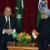 This photo released by the embassy of Pakistan shows Pakistan Prime Minister Nawaz Sharif, left, and Indian Prime Minister Manmohan Singh, right, during a meeting Sunday Sept. 29, 2013 in New York. The prime ministers met in a step toward easing tension, agreed on the need to stop the recent spate of attacks in the disputed Kashmir region. (NEWSis/AP/Embassy of Pakistan)
