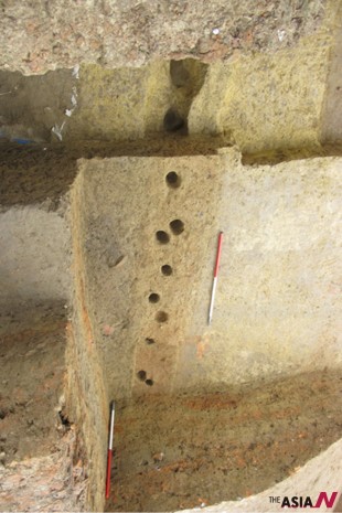 Newly excavated fortification walls including the pillar holes of the Tilaurakot, the capital city of ancient Shakya Kingdom where Prince Siddhartha (Lord Buddha’s name was Siddhartha before His Enlightenment) spent 29 years. (Photo : Himal Upreti)