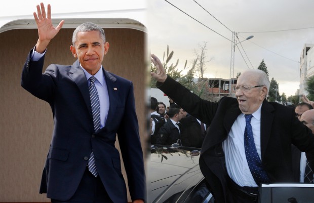 Left: President Obama Right: Tunisian President, Beji Caid Essebsi  Photos rights: Xinhua News Agency, Kathy Williams