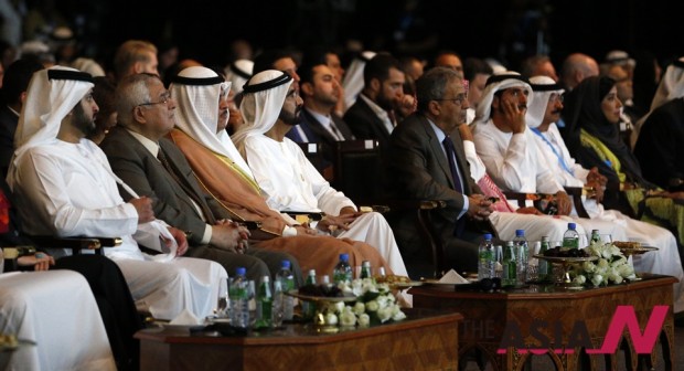 8. in the Opening session of Arab Media Forum 2015, Sheikh Mohammed bin Rashid Al Maktoum with VIP invitees; Mr. Adly Mansour, ex-president of Egypt, Sheikh Salman Al-Homoud Al-Sabah, Kuwait minister of Mass Media and Youth, and Mr. Amro Mosa ex-general secretary of the Arab League. 