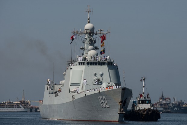 China's 052C Missile Equipped Destroyer Ji Nan is seen at the port of Alexandria, costal city of Egypt. (Xinhua/Pan Chaoyue) 