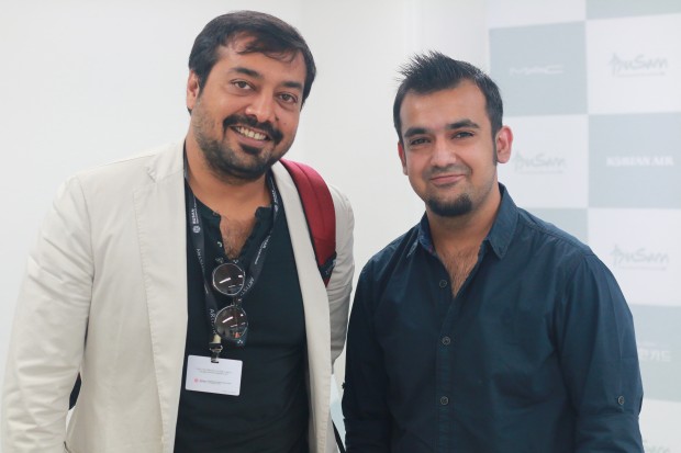 Indian filmmaker Anurag Kashyap (left) with The Asia N journalist, Rahul Aijaz at Busan International Film Festival.