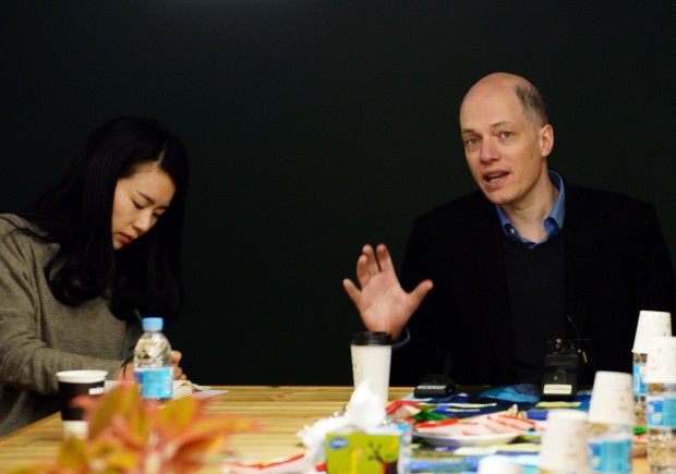 Alain de Botton preparing for Cheongju craft international biennale. 