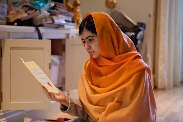This Dec. 17, 2013 photo provided by Fox Searchlight Pictures shows, Malala Yousafzai in Birmingham, England. Yousafzai is the subject of the documentary film, He Named Me Malala."  (Caroline Furneaux/Fox Searchlight Pictures via AP)