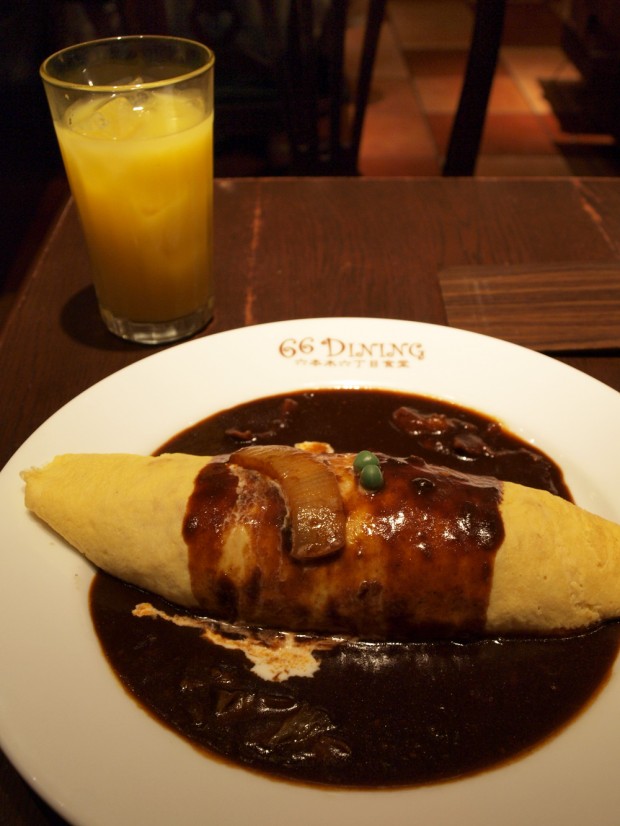 Omurice with demi-glace sauce. (Wikipedia)