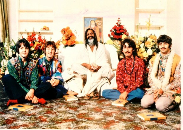 The Beatles with Maharishi Mahesh Yogi at the ashram (source: Daily Mail)
