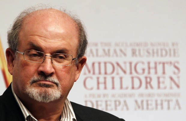 In this photo, taken Jan. 29 , 2013, author Salman Rushdie attends a promotional event of Midnights Children in Mumbai, India. (AP Photo/Rajanish Kakade, File)