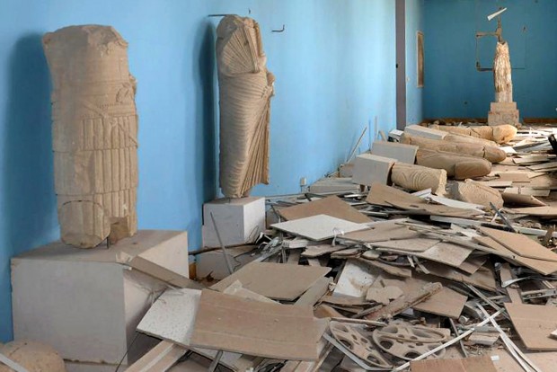 The amount of destruction found inside the archaeological area in the historic town was similar to what experts have expected but the shock came Monday from inside the local museum where the extremists have caused wide damage demolishing invaluable statues that were torn to pieces. (SANA via AP)