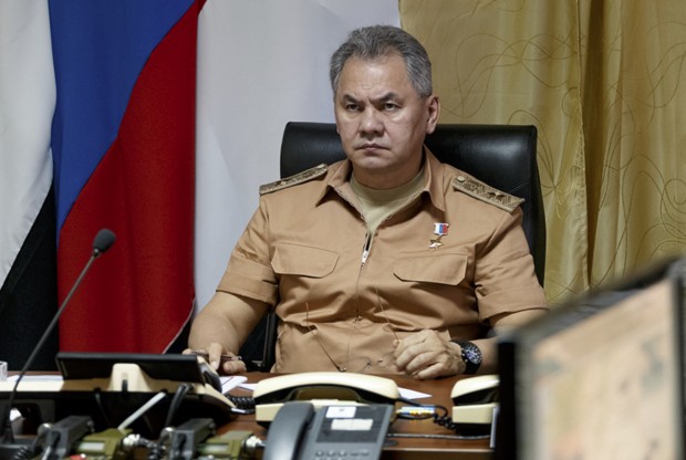 Russian Defense Minister Sergei Shoigu visits the Hemeimeem air base in Syria, Saturday, June 18, 2016. Russia's defense minister visited Syria on Saturday to meet the country's leader and inspect the Russian air base there, a high-profile trip intended to underline Moscow's role in the region. (Vadim Savitsky/Russian Defense Ministry Press Service pool photo via AP)