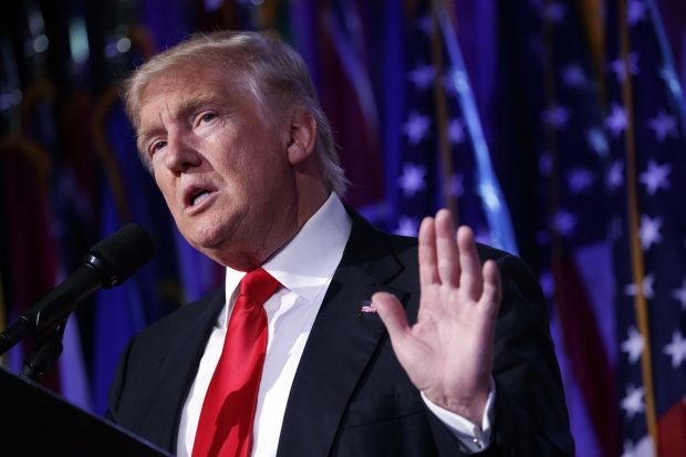 In this Nov. 9, 2016 file photo, President-elect Donald Trump speaks during an election night rally in New York. (AP Photo/ Evan Vucci, File)