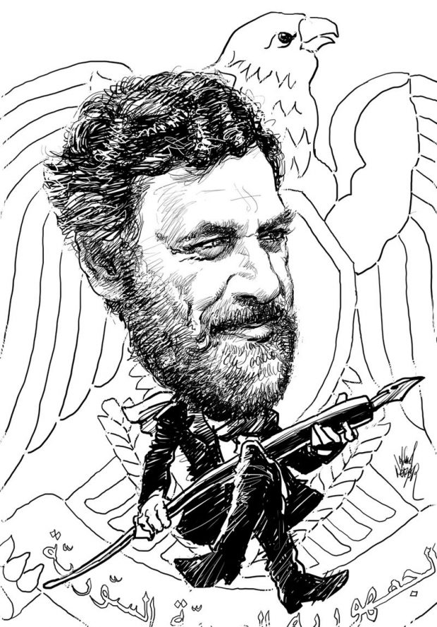 Portrait of Syrian cartoonist Ali Ferzat by Michael Netzer
Credit: Wikipedia