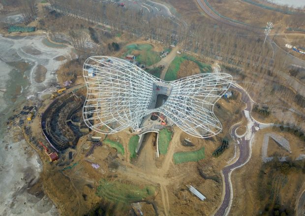 January 11th，2019，drone taken photo of the Performance Center of the Beijing Expo 2019