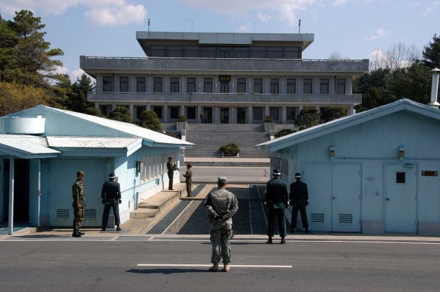 A view from South Korea towards North Korea in the Joint Security Area at Panmunjom in the photo from WIKIPEDIA.