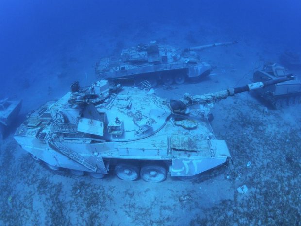 Sunken Jordanian battle tank in Aqaba’s underwater museum 