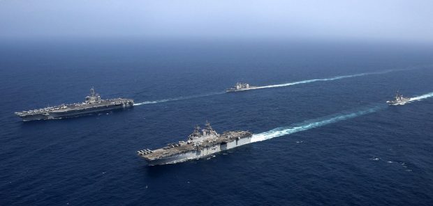  Abraham Lincoln Carrier and Kearsarge Amphibious Ready Group conduct joint operations in U.S. 5th Fleet area of operations. . (US Navy photo)