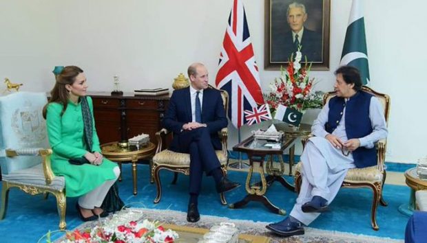 Royal couple with Prime Minister Imran Khan at his residence