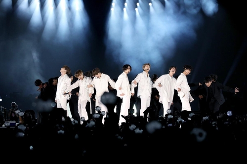 This image provided by Big Hit Entertainment shows BTS' concert in Riyadh's King Fahd International Stadium on Oct. 11, 2019. (Yonhap)
