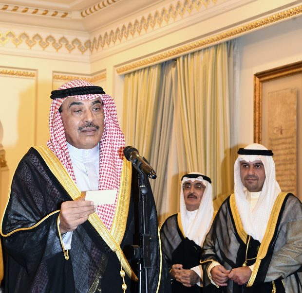 Shaikh Sabah Al Khalid taking the oath as Kuwait's eighth prime minister (Kuna)