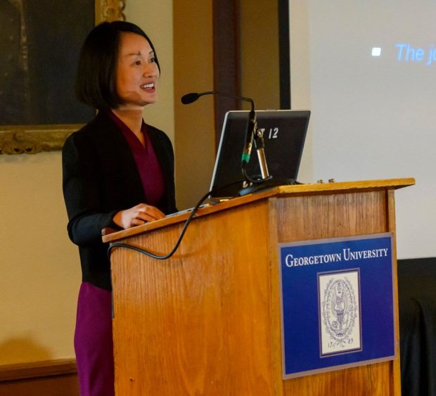 Dr. Jennifer Huang Bouey delivers the 2019 Values Based Lecture at Georgetown University