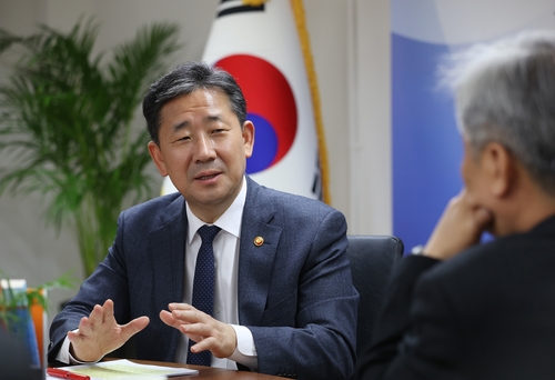 Culture Minister Park Yang-woo speaks during an interview with Yonhap News Agency on March 24, 2020. (Yonhap)