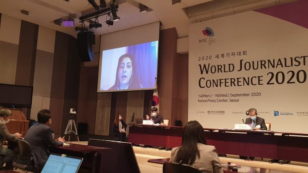Ghena Halik addressing the conference (Picture by Sang-ki Lee)