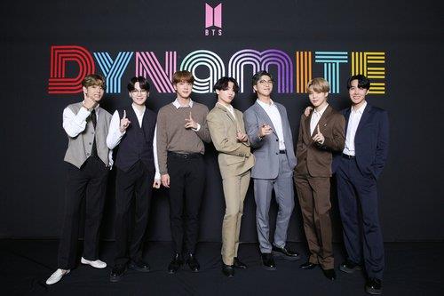 This photo, provided by Big Hit Entertainment, shows BTS attending an online media event in Seoul on Sept. 2, 2020. (PHOTO NOT FOR SALE) (Yonhap) 