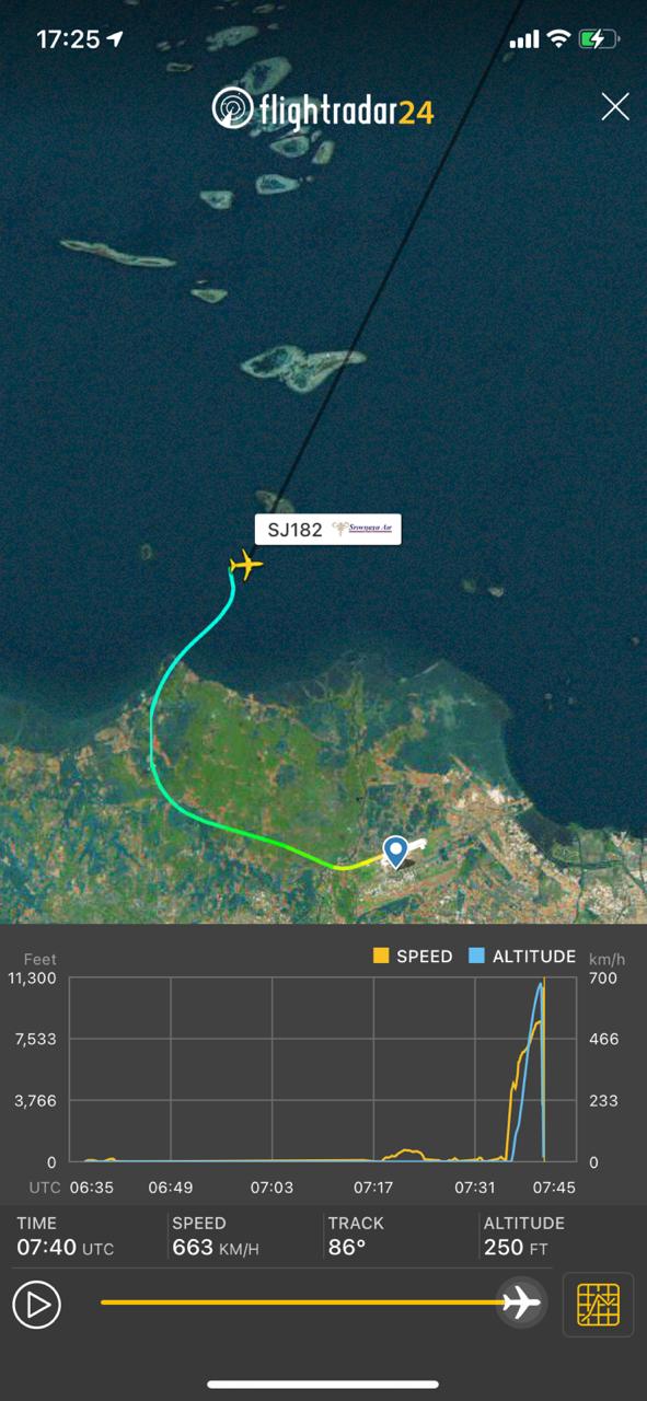 The plane's route before it was reported missing (Picture provided by Eddy Suprpato)